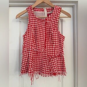 Anthropologie Maeve Red and White Textured Top